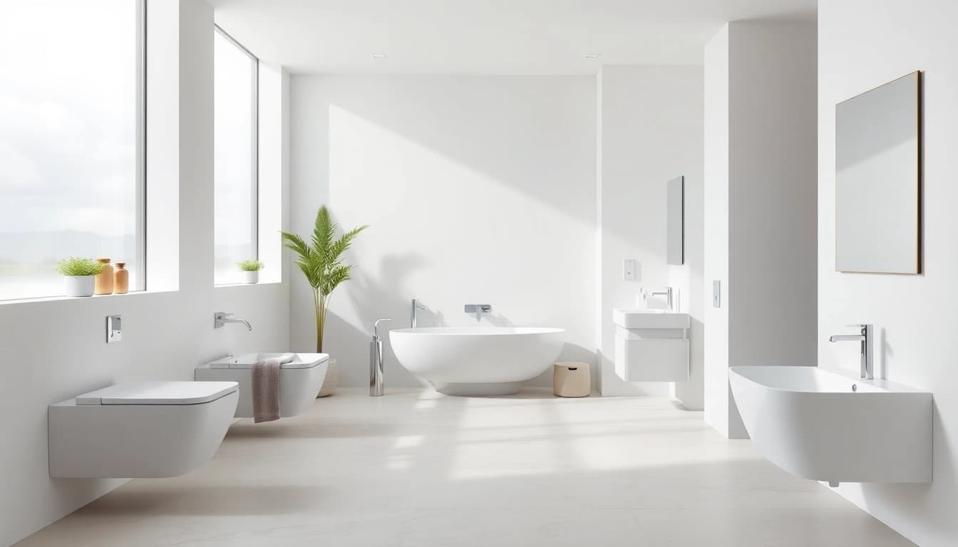 Scopri i sanitari moderni in un elegante bagno minimalista con dettagli raffinati.