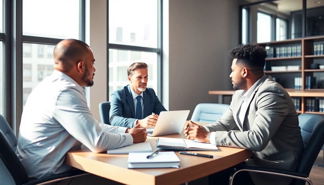 Engaging truck accident lawyers from https://www.shiverhamilton.com working collaboratively in a modern office.