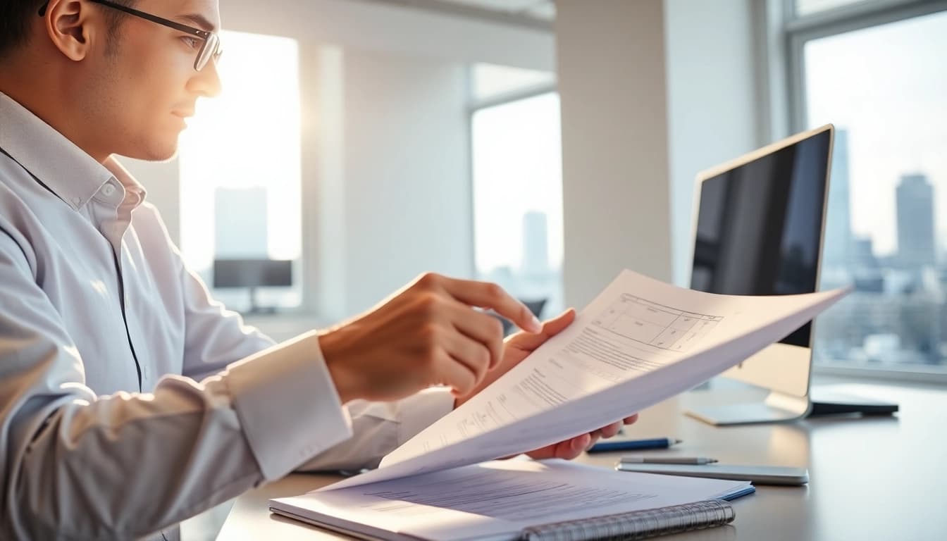 Analysiere Immobilienbewertung Informationen auf https://frankfurt-immobilie-bewerten.de in einem modernen Büroumfeld.