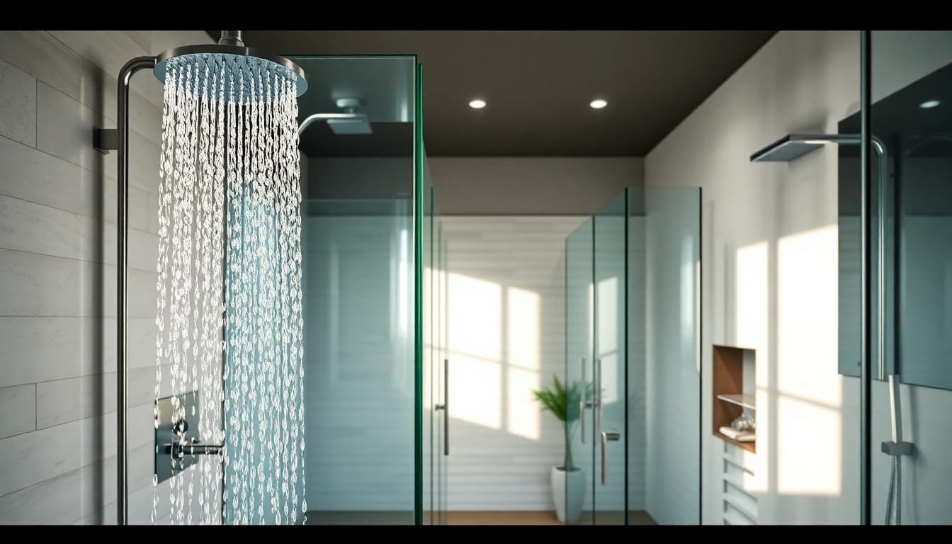 Experience elegant showers Australia with a luxurious rain shower in a modern bathroom setting.