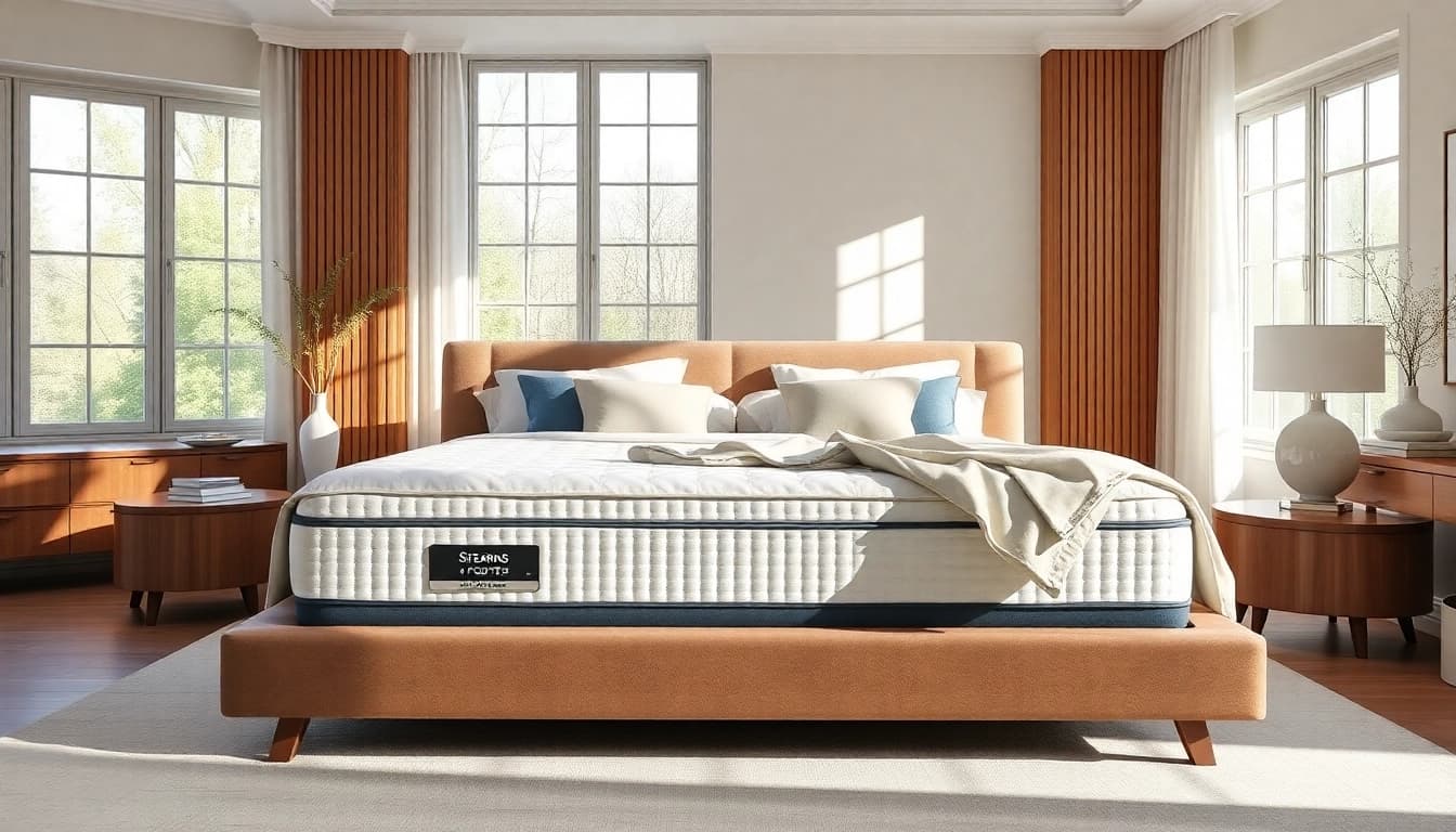 Showcase a Stearns and Foster mattress California King in a beautifully styled bedroom.
