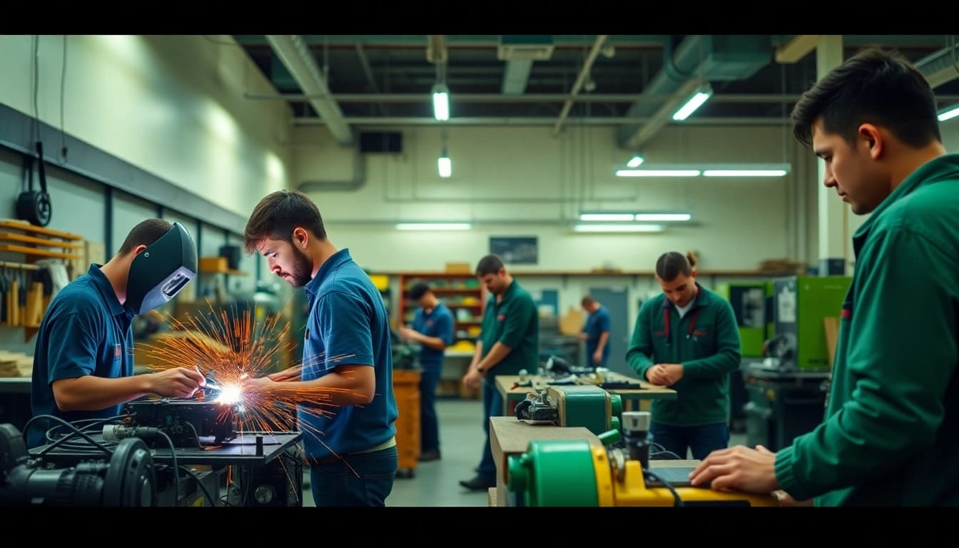 Hands-on training at trade schools oahu, with students learning various vocational skills.