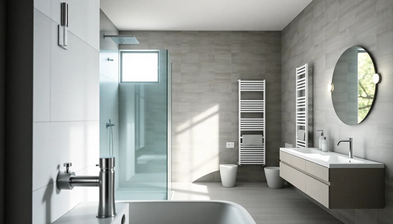 Entdecken Sie elegante Badezimmerprodukte von sonni sanitär, darunter hochwertige Duschwände und Heizkörper.
