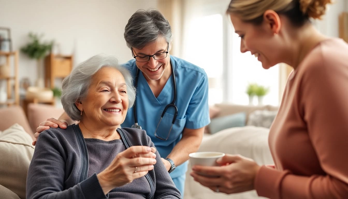 Engaging senior caregivers austin tx supporting an elderly woman in a cozy home setting.