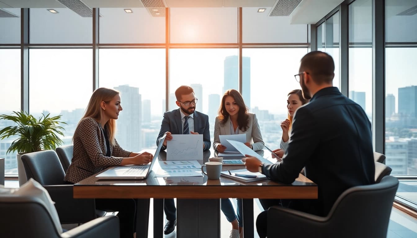 Discover actionable business growth insights through a collaborative office environment.