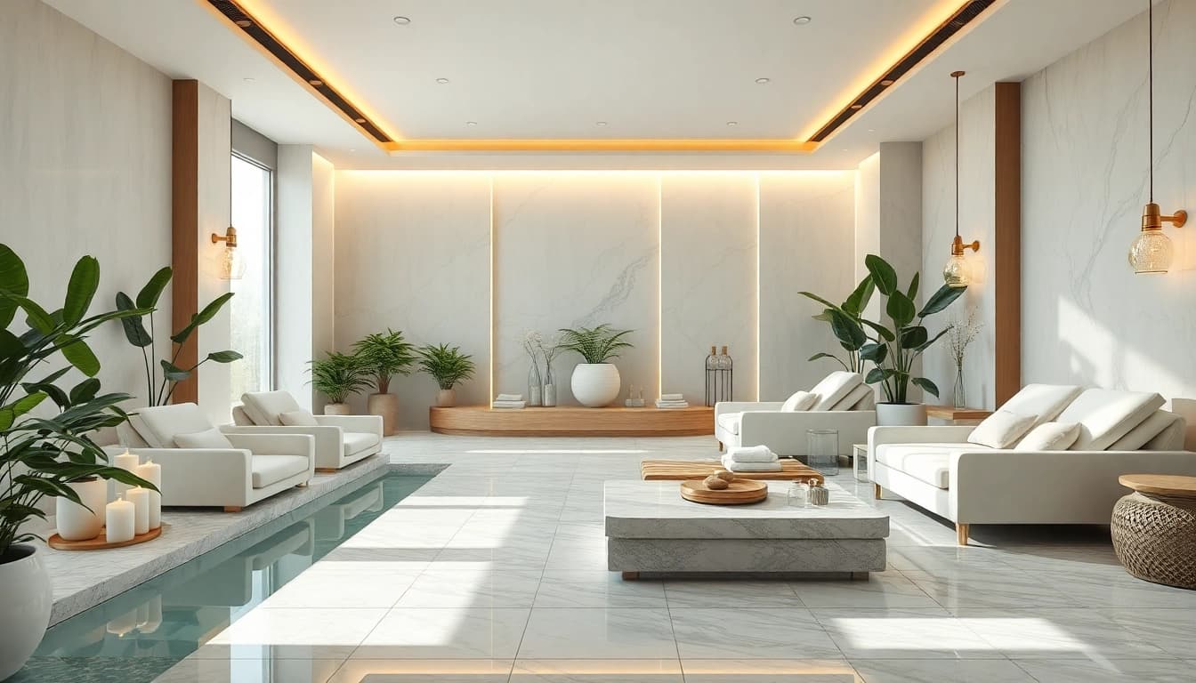Visit top rated beauty spas featuring tranquil interiors and soothing decor.