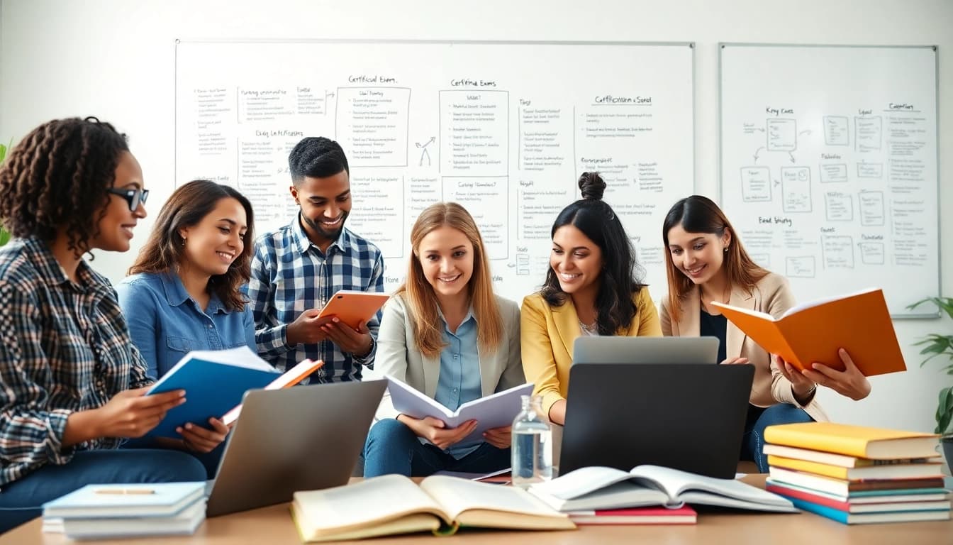 Boost your preparation with certification exam support featuring a diverse study group.