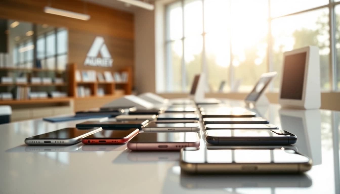 Find cash for phones near me with a professional evaluating smartphones in a modern store.