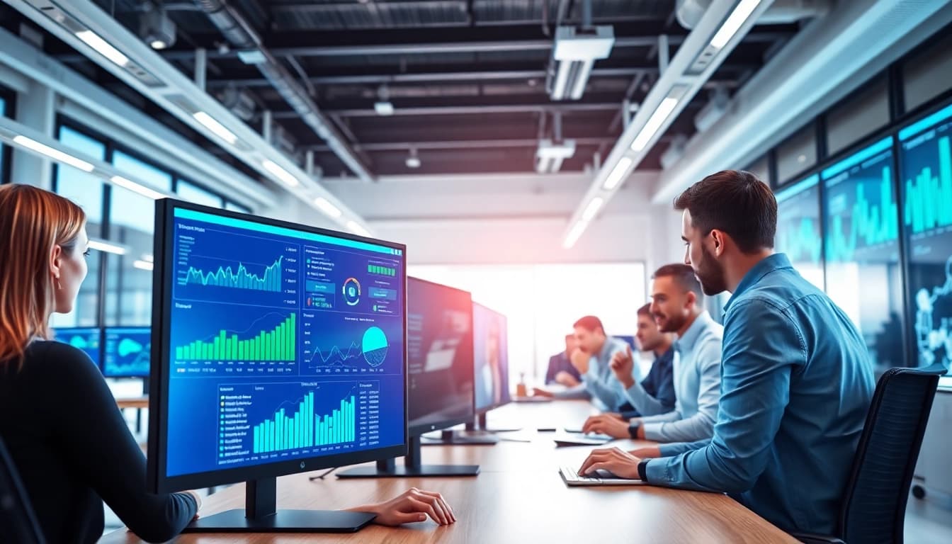 Enhance productivity with an enterprise ai assistant interface in a modern office environment.