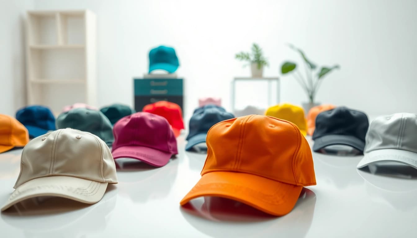 Showcasing flip top cap suppliers with diverse designs in a minimalist setting.