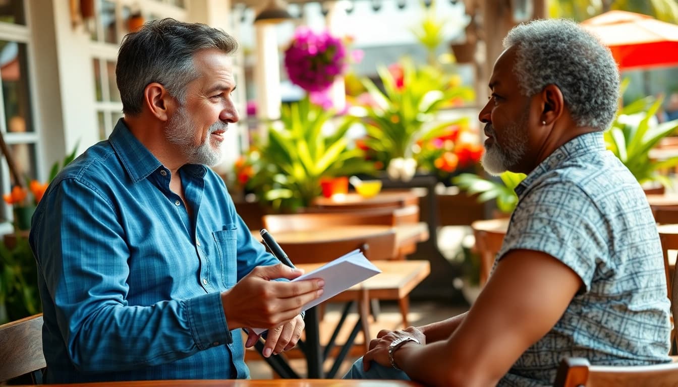 Engage with local news at https://kbindependent.org/ in a vibrant café setting.