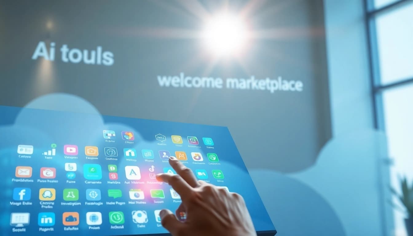 A vibrant ai tool marketplace featuring diverse AI tools and intuitive interface