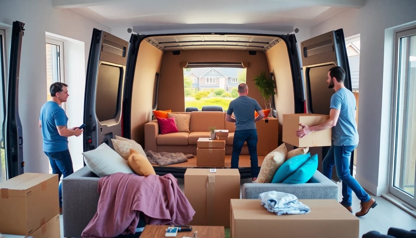 Efficient furniture removals Wollongong team organizing a living room for a seamless move.