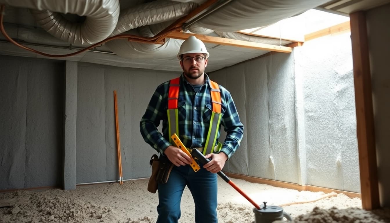Crawl Space Restoration featuring a contractor ensuring a clean and safe environment.