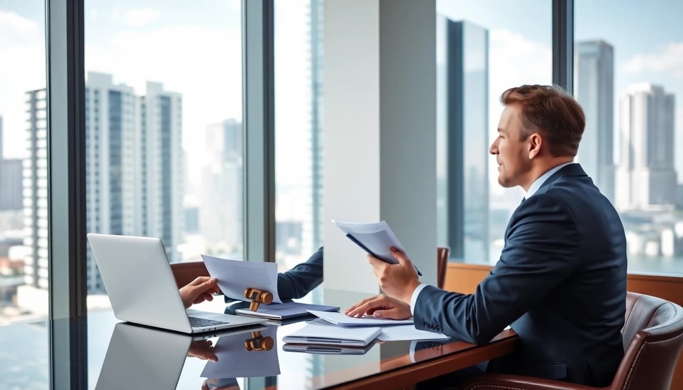 Consulting session with a Miami high net worth divorce lawyer showing professionalism in a modern office.