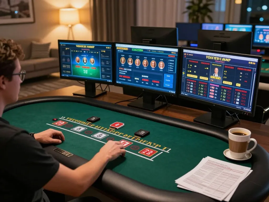 Engaging in online gambling with a slot server Thailand setup, showcasing strategic gameplay and modern technology.