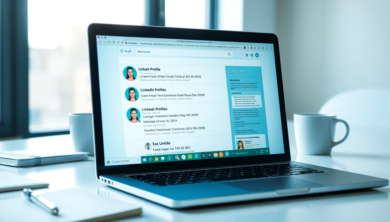 Extract emails from linkedin profiles with a professional digital workspace revealing LinkedIn details.