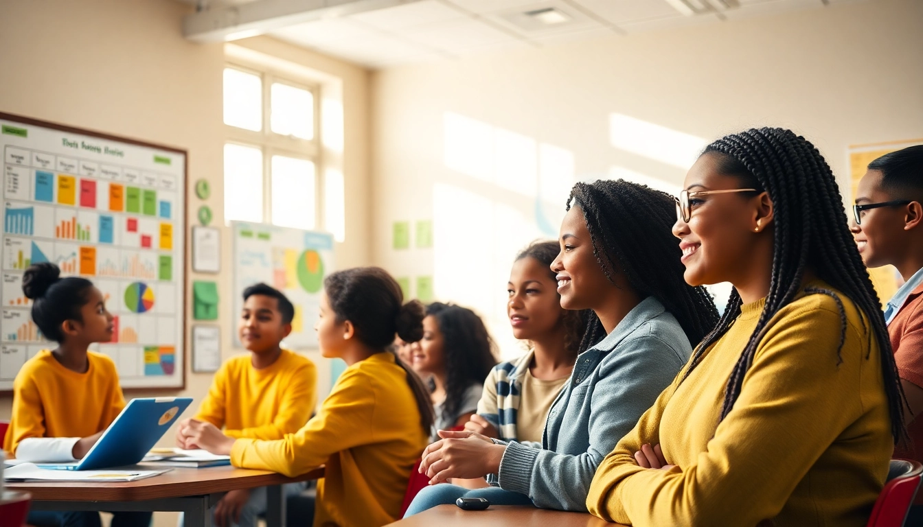 Students actively participating in engaging Education activities in a vibrant classroom setting.