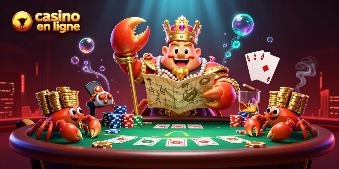 Jouer dans un casino en ligne captivant avec un crabe doré et des jetons d'or