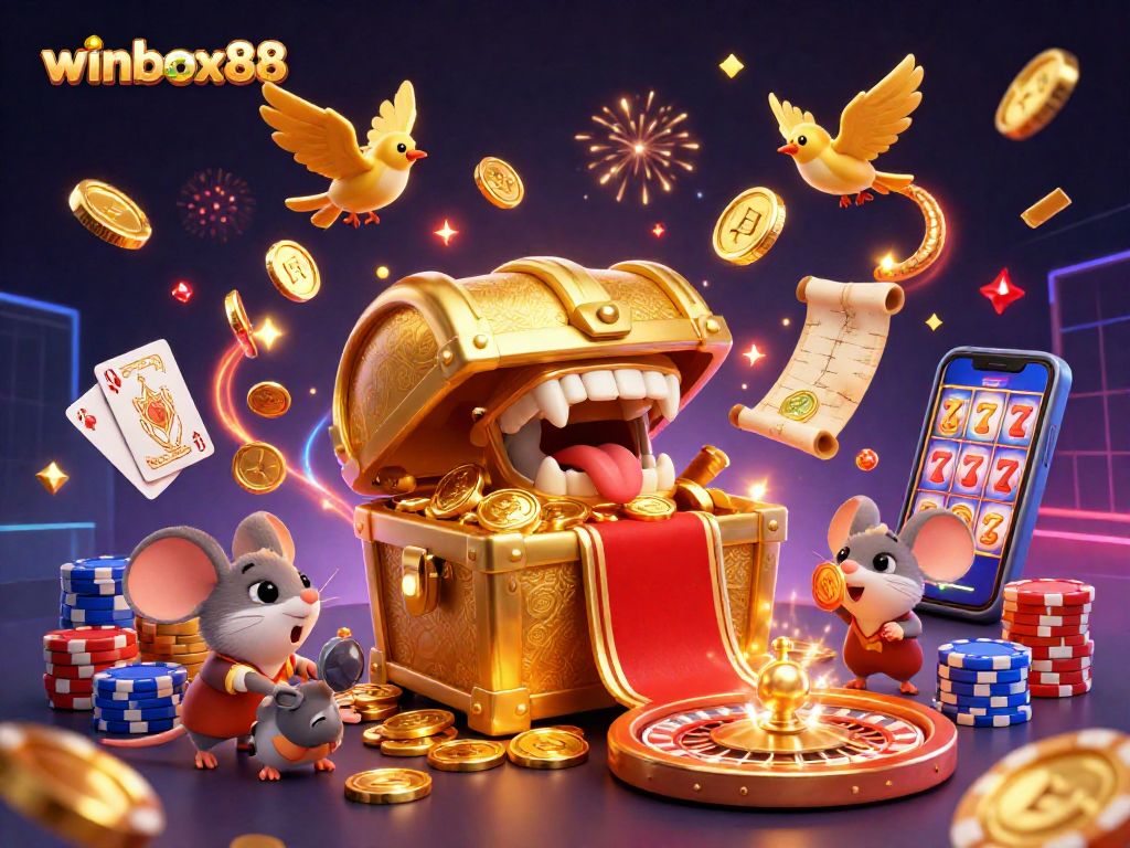 Winbox88 attracts players to a vibrant casino with animated adventures and riches.