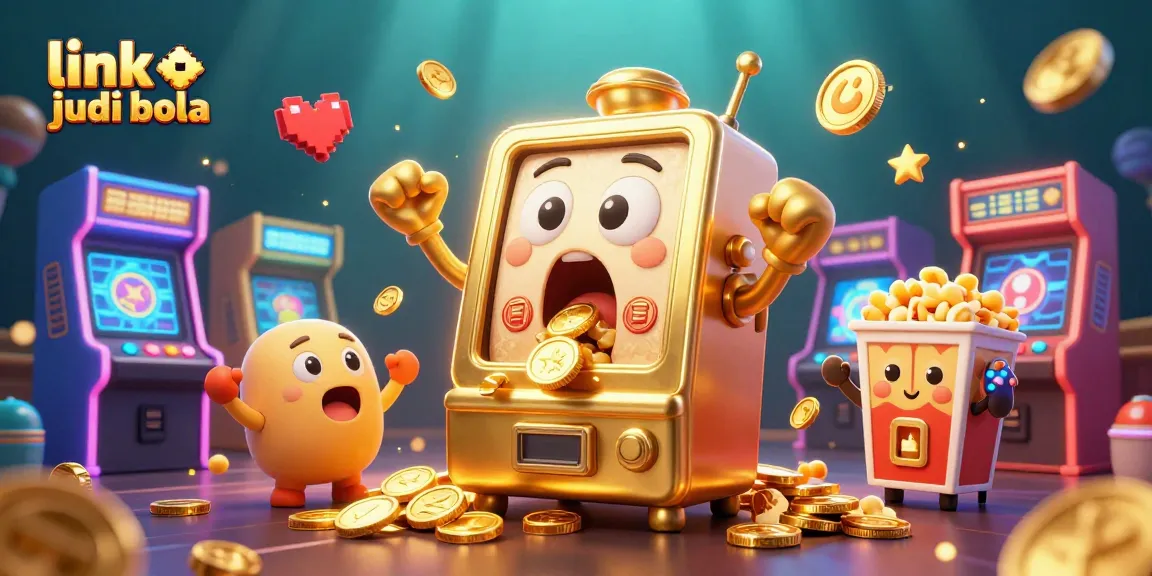 Engage in link judi bola as vibrant slot machines cheer over a jackpot win, showcasing an electrifying gambling scene.
