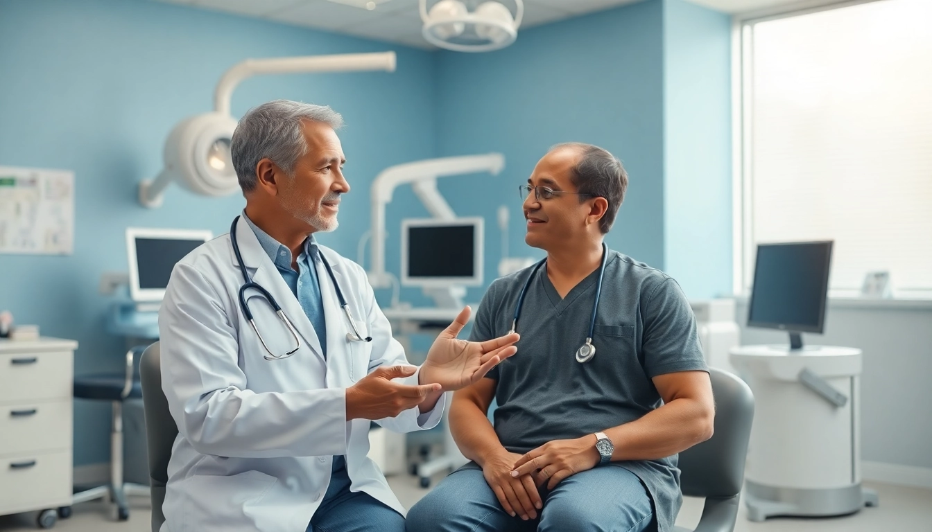 Peachtree Orthopedics doctors providing compassionate care to patients in a modern clinic.