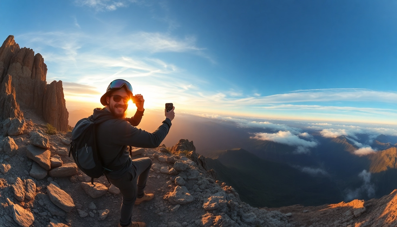 Using an Insta360 camera to capture stunning views in a picturesque mountain landscape.