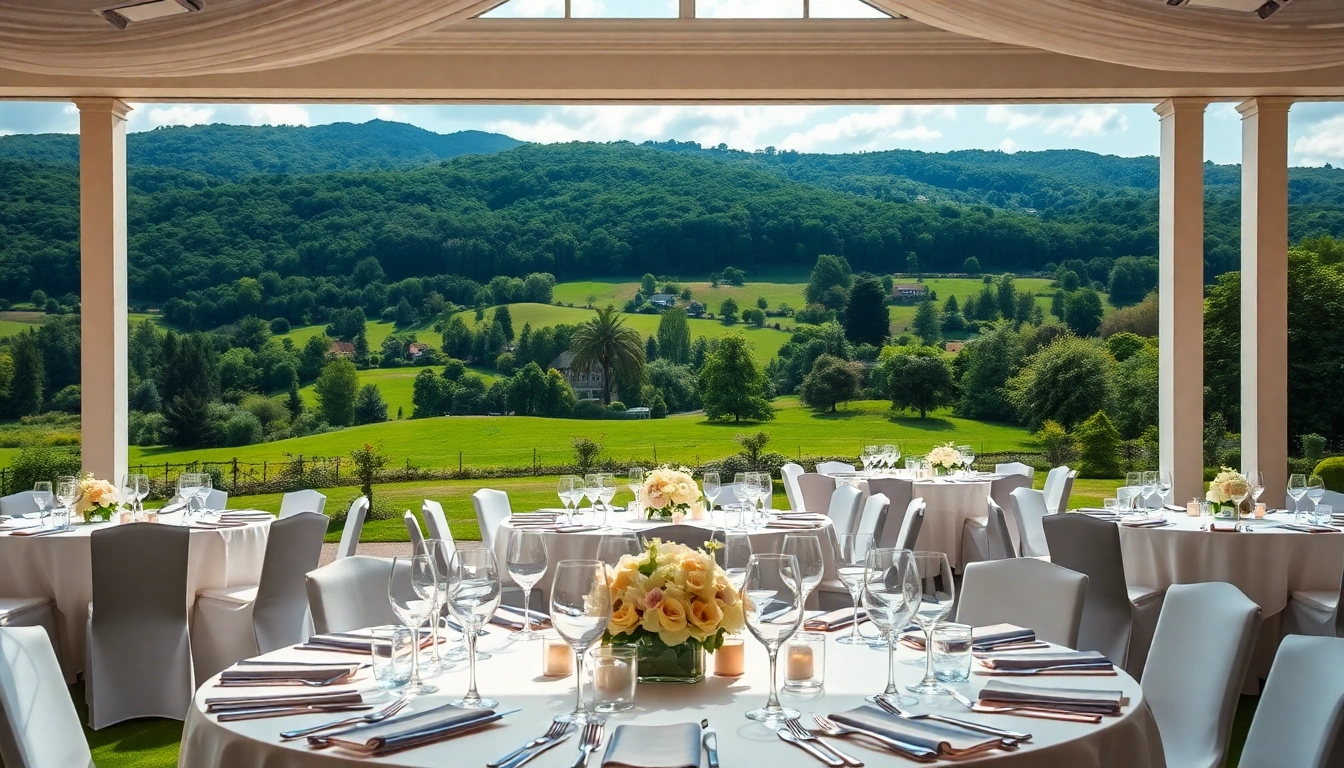 Stowe Venue Hire showcasing an elegant setup in picturesque countryside.