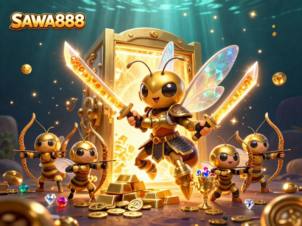 Engage with SAWA888's vibrant gaming universe, showcasing thrilling characters and treasures.