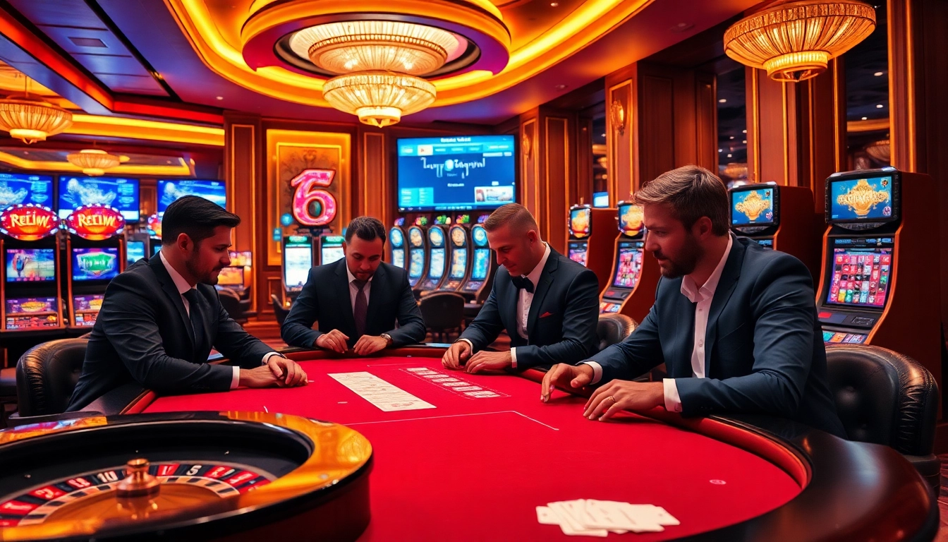 Engage in a thrilling poker game at Haywin's luxurious casino, featuring exciting betting action and vibrant ambiance.