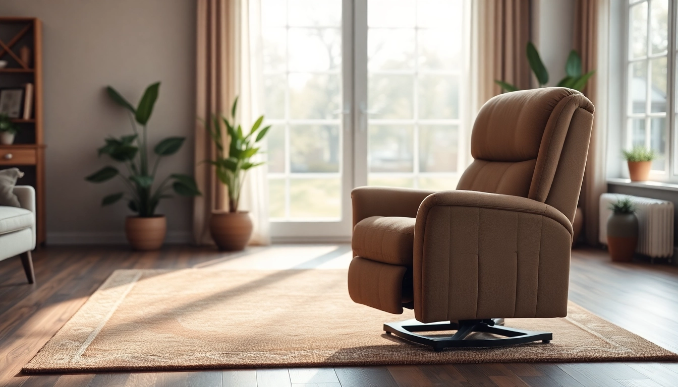Experience the comfort of a power lift chair with heat and massage in a cozy living room setting.