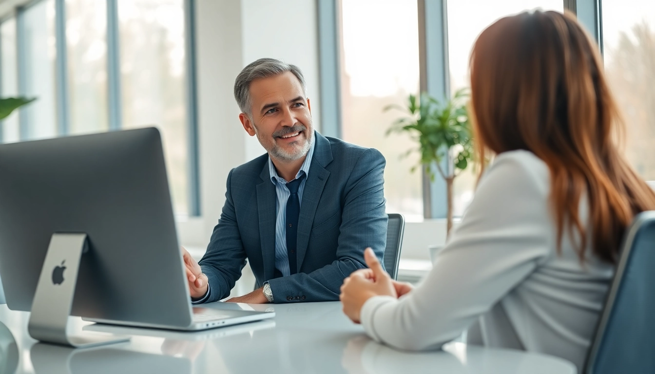 Meet a business coach near me collaborating with a client in a vibrant office.