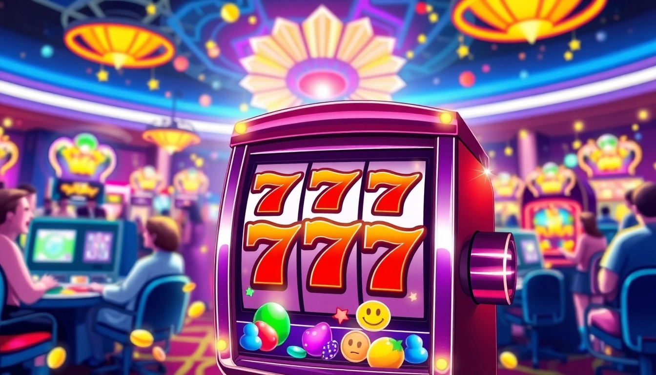 Play thrilling slot777 games with vibrant visuals in an exciting casino atmosphere.