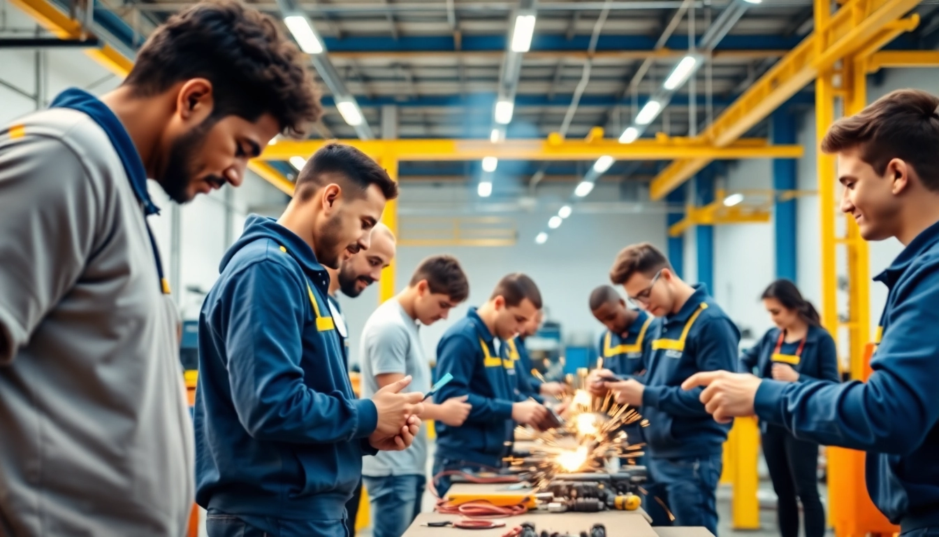 Engaging skilled trades training workshop showcasing trainees mastering technical skills.