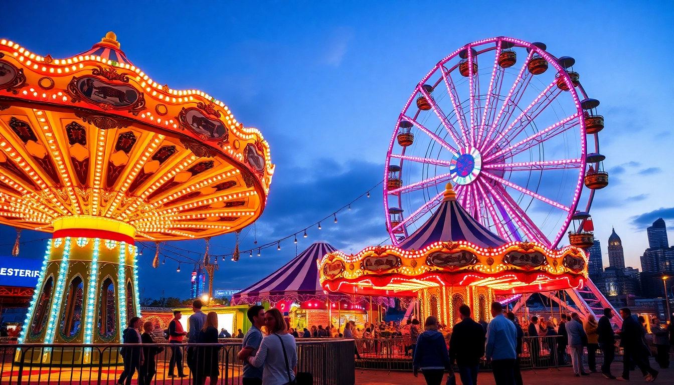Enjoy thrilling funfair rides hire newcastle at a vibrant carnival, showcasing colorful attractions.