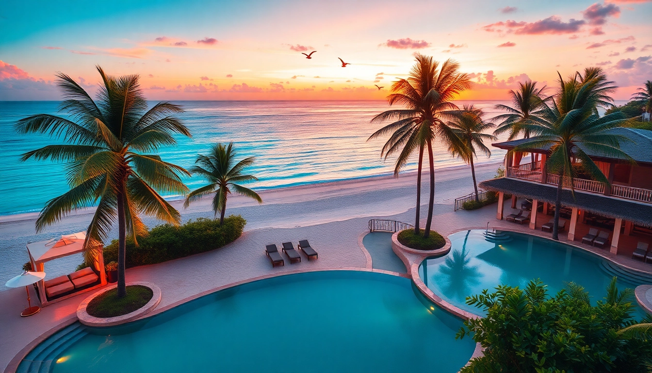Luxurious resort showcasing stunning luxury travel destinations with beaches and sunsets.
