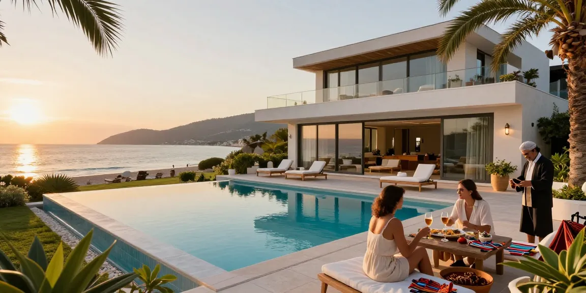 Discover Vlora real estate featuring a luxurious villa with a private pool and beach view.