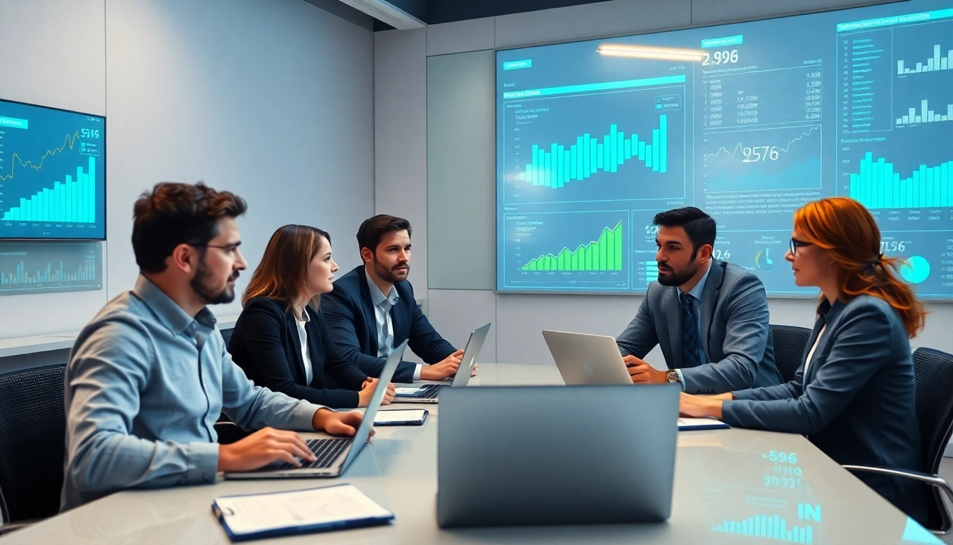 Utilizing AI for competitive intelligence in an analysis team meeting with digital insights.