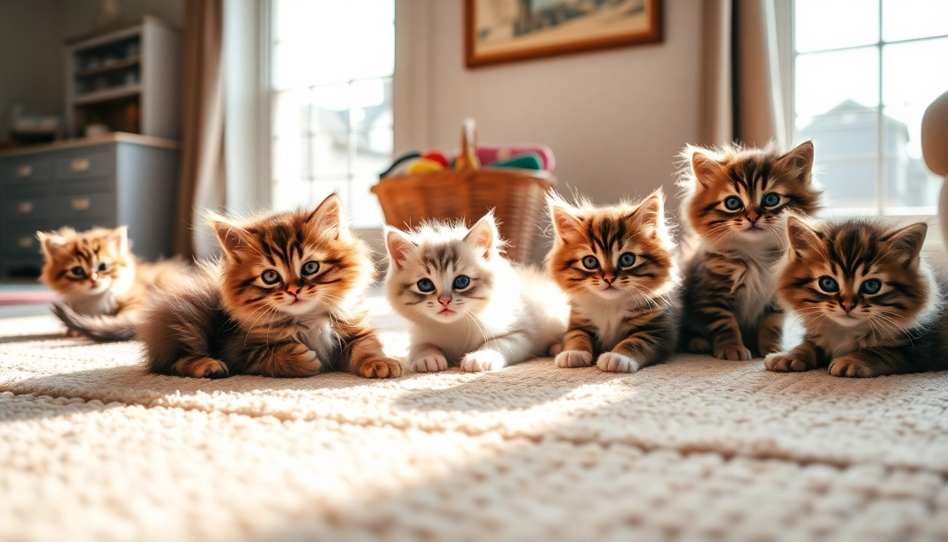 Maine Coon kittens for sale Sacramento playing in a cozy home setting with colorful toys.