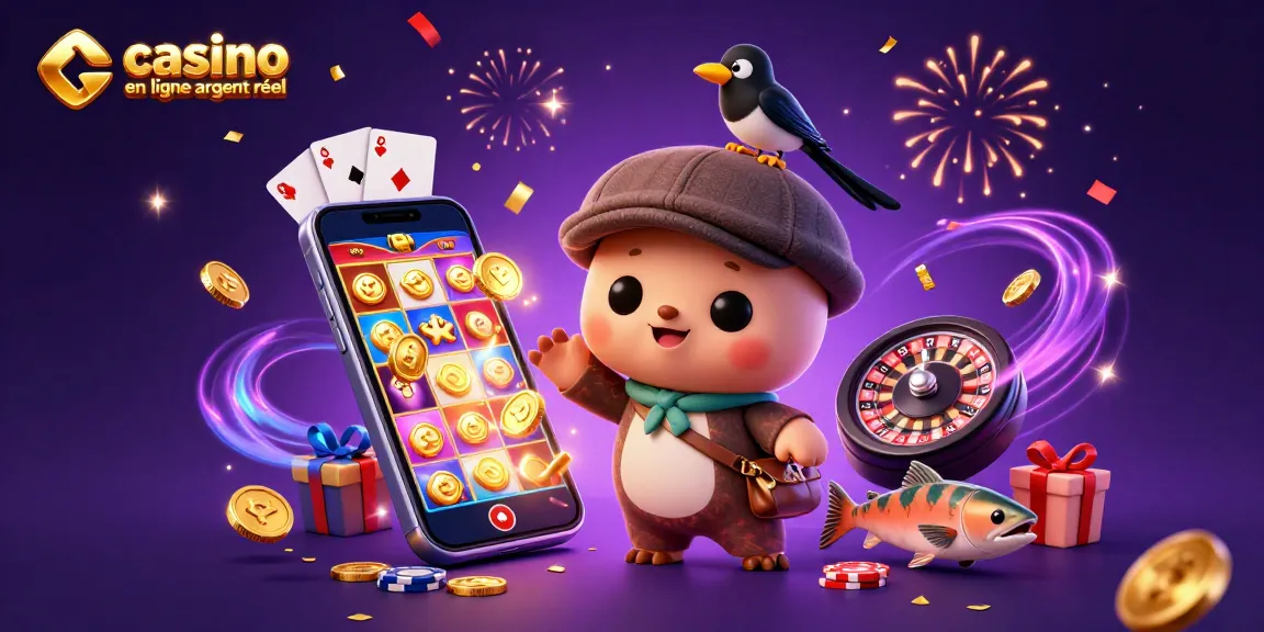 Visualisez le jackpot avec casino en ligne argent réel où Nessie joue joyeusement au poker entouré de personnages amusants.