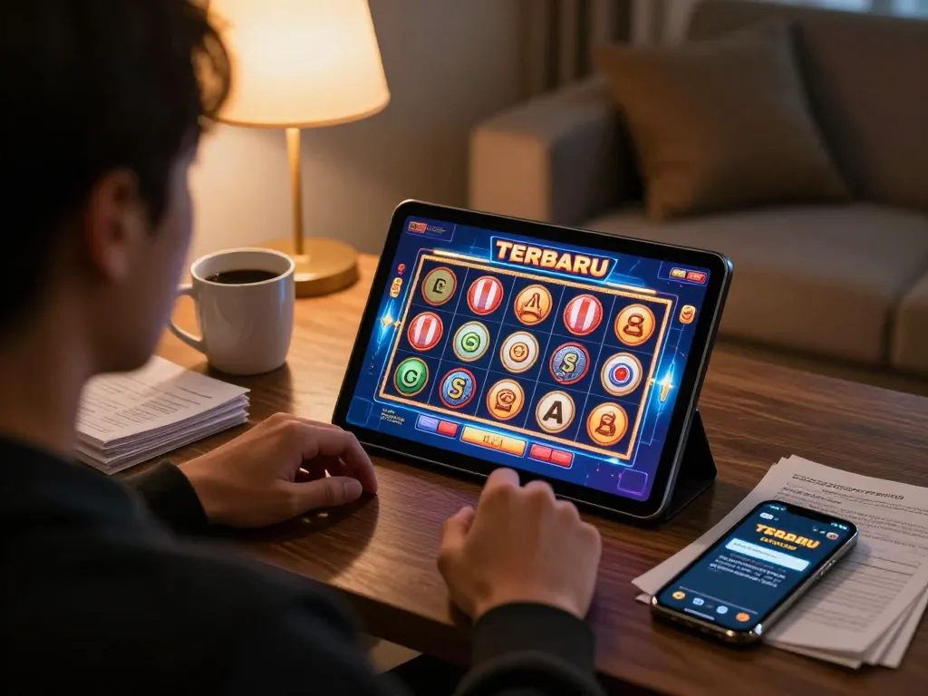 Experience the thrill of slot terbaru gameplay with an engaging online session in a cozy home setting.