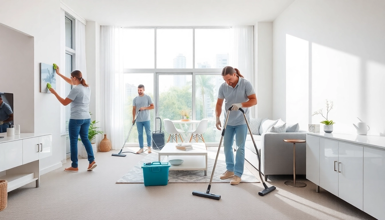 Trained cleaners performing bond cleaning Brisbane in a bright, tidy apartment