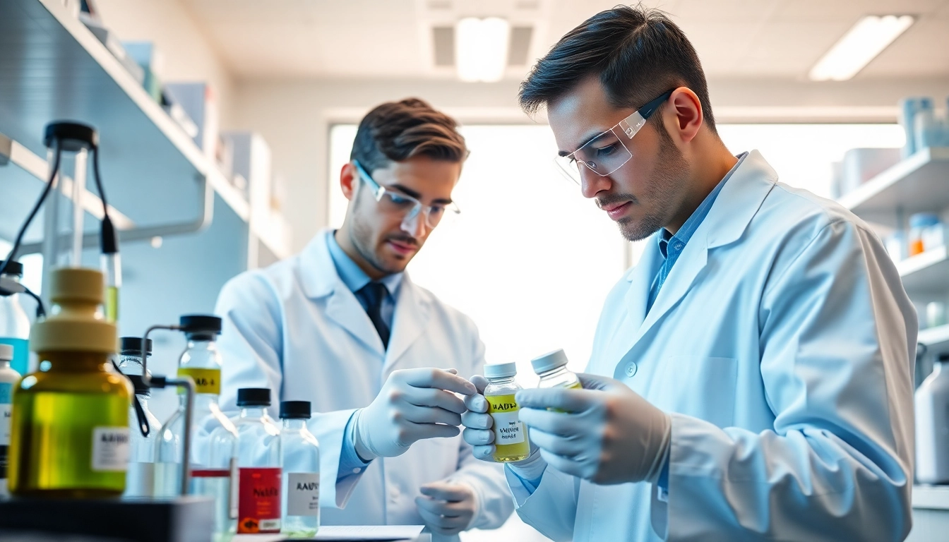 NAD+ analysis in a bright lab environment with scientists working together.
