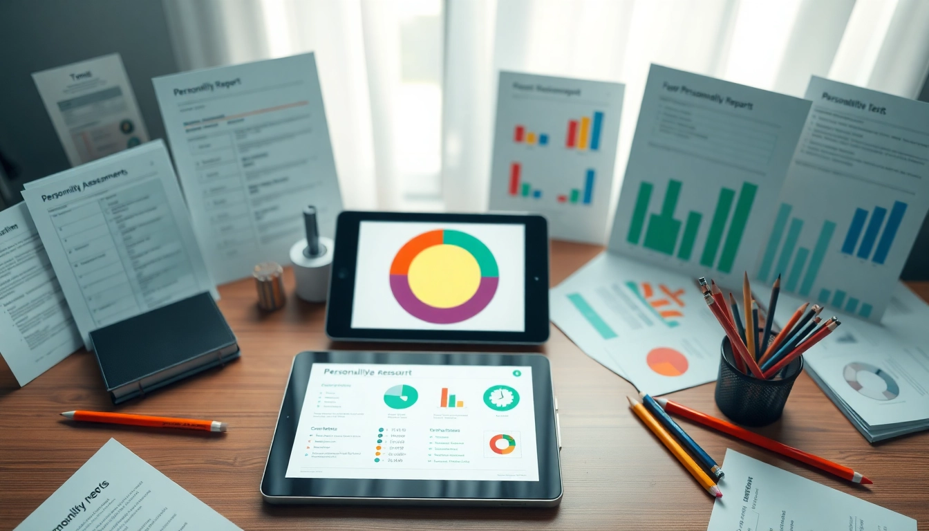 Explore various personality assessments tools laid out creatively on a professional desk.