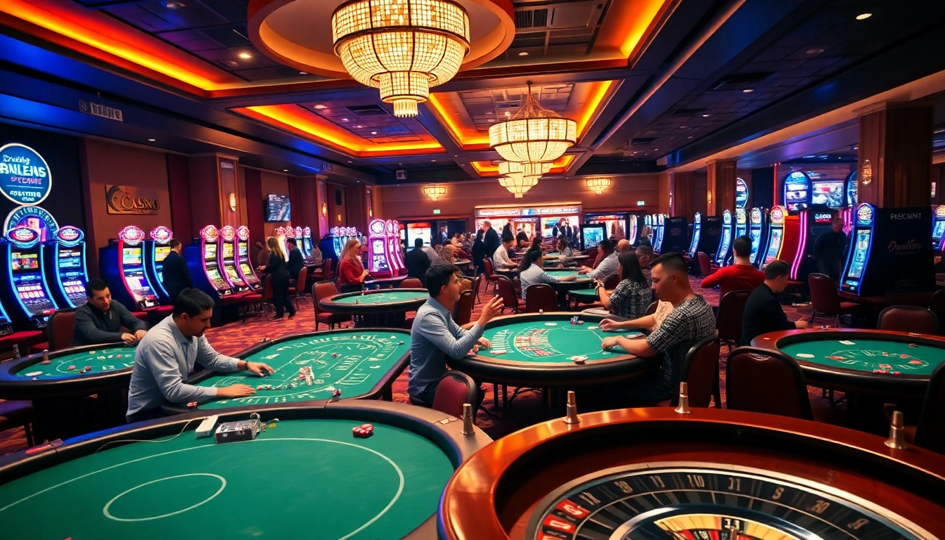 Experience the thrill of Online casino Uk with vibrant gaming tables and excited players.