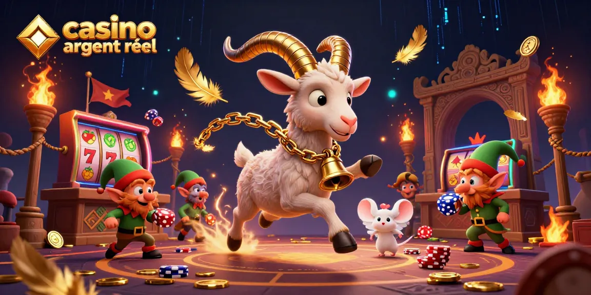 Visuel captivant d'un casino en ligne argent réel animé avec un Krampus festif, une souris angélique et des elfes malicieux.