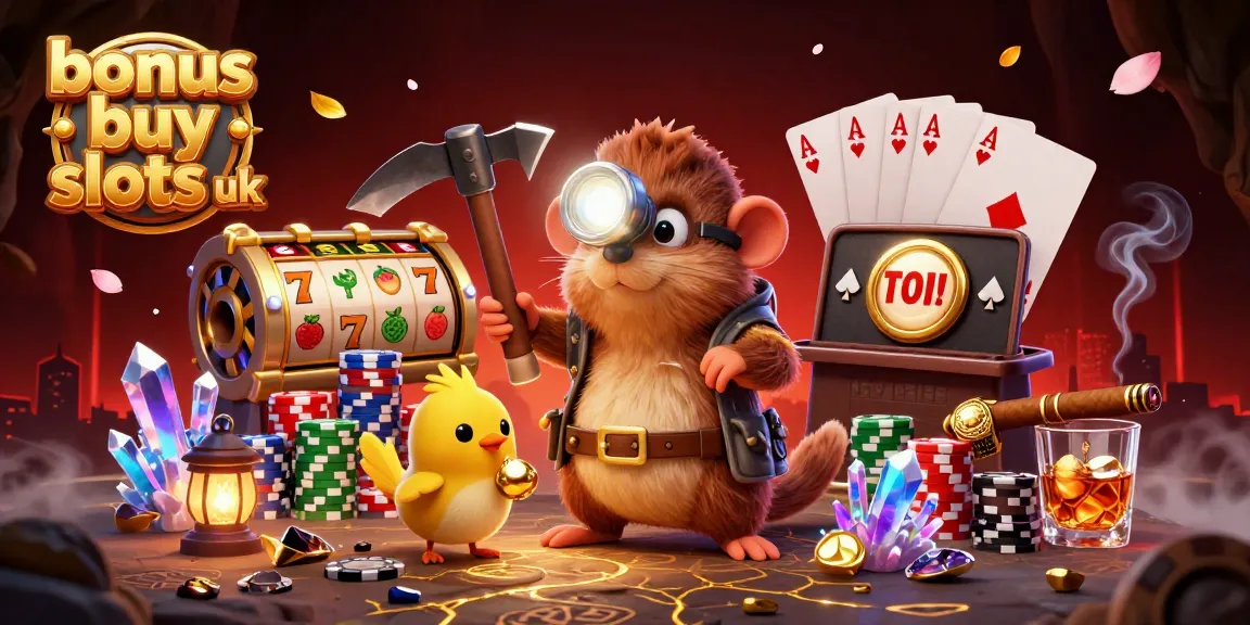 Experience bonus buy slots uk with thrilling 3D characters and dynamic gaming elements in a vibrant casino scene.