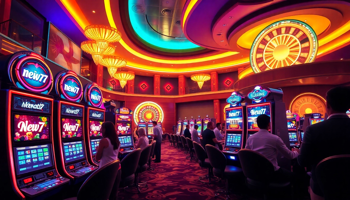 Players spin the new77 alternatif slot machines in a luxury casino environment.