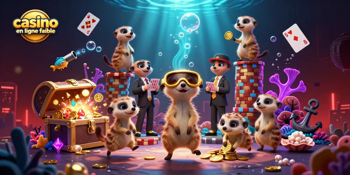 Une scène captivante de suricates dans un casino avec l'étiquette casino en ligne fiable, mettant en avant une opération ludique.