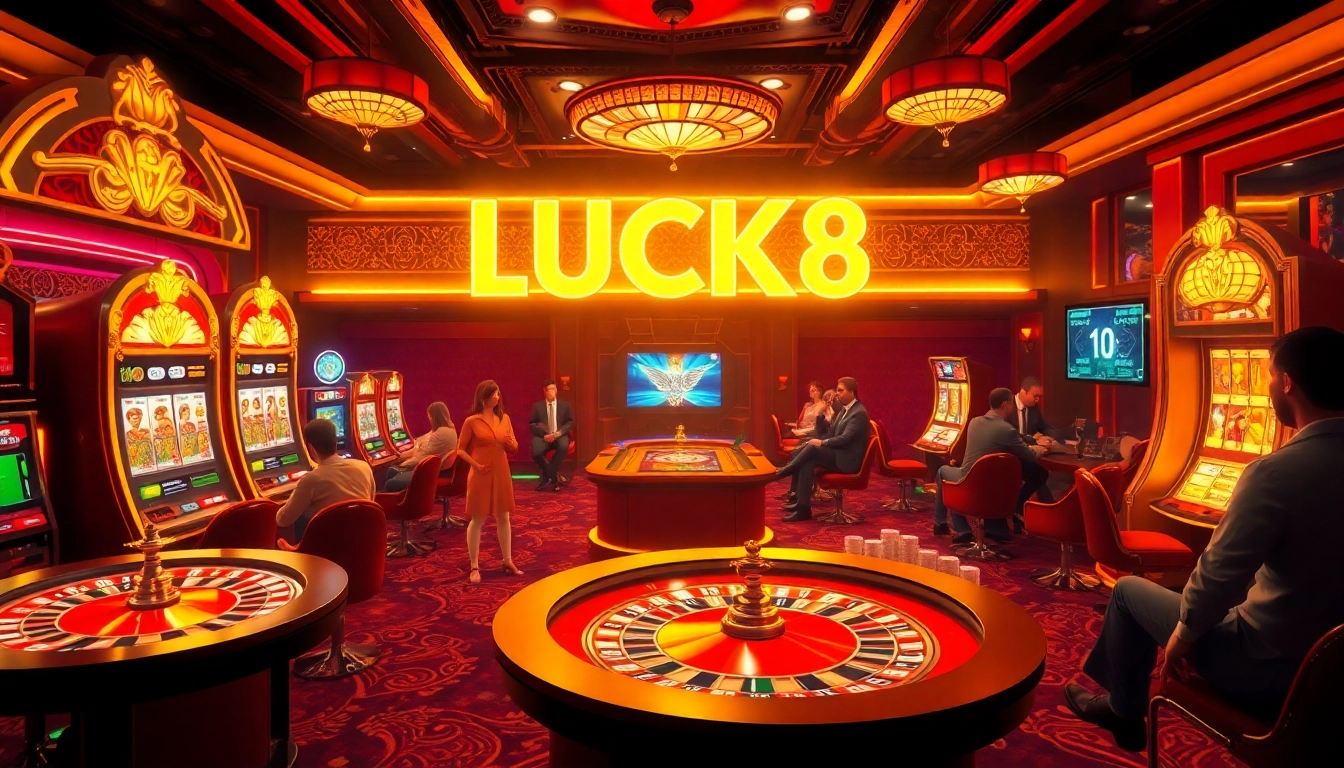 Experience the thrilling gaming atmosphere at LUCK8's luxurious online casino with exciting betting options.